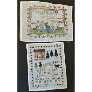 Vintage Hand Painted MLP & Unsigned Alphabet Sampler Needlepoint Canvases